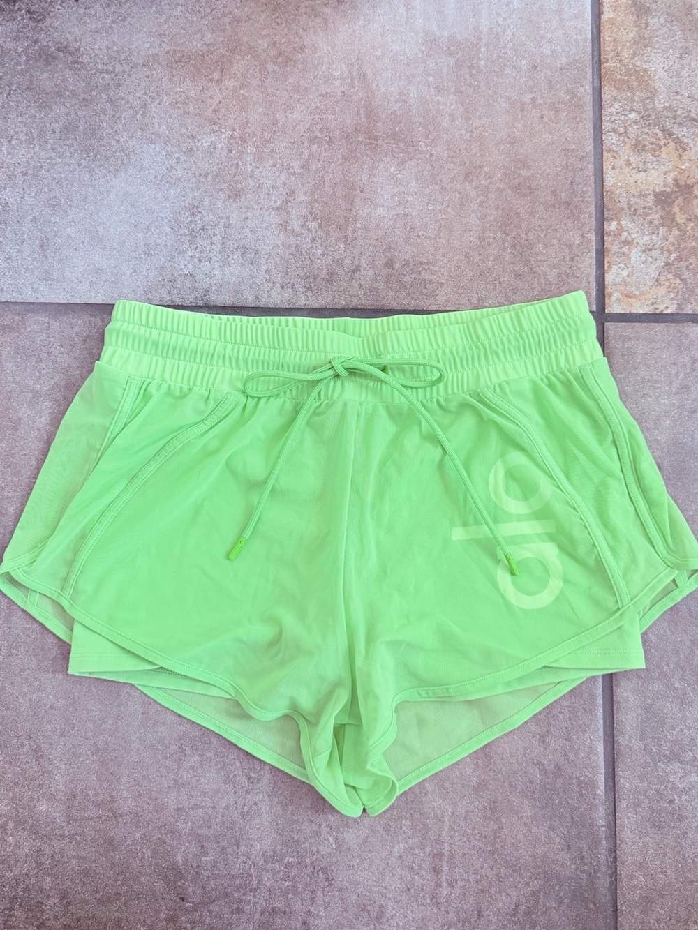 ALO Yoga Lime Green Athletic Drawstring Shorts